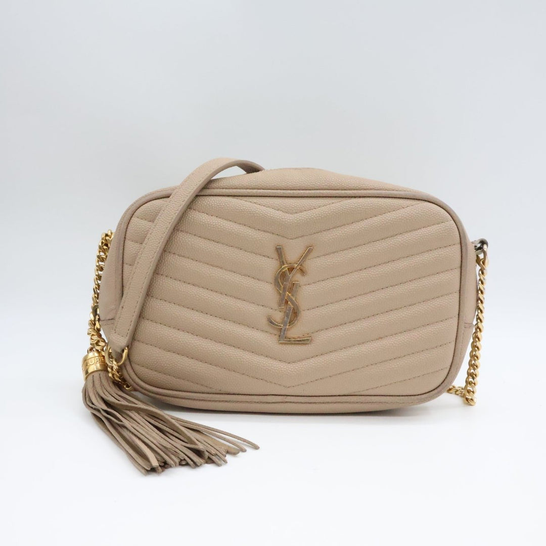 Saint Laurent YSL Lou Camera Beige Crossbody Handbag - Lux Central