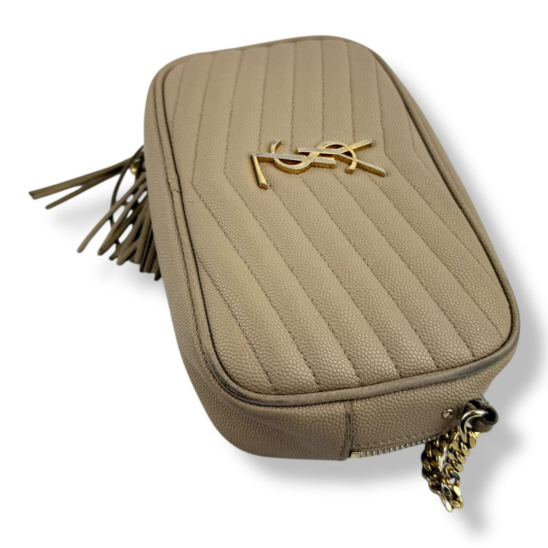 Saint Laurent YSL Lou Camera Beige Crossbody Handbag - Lux Central