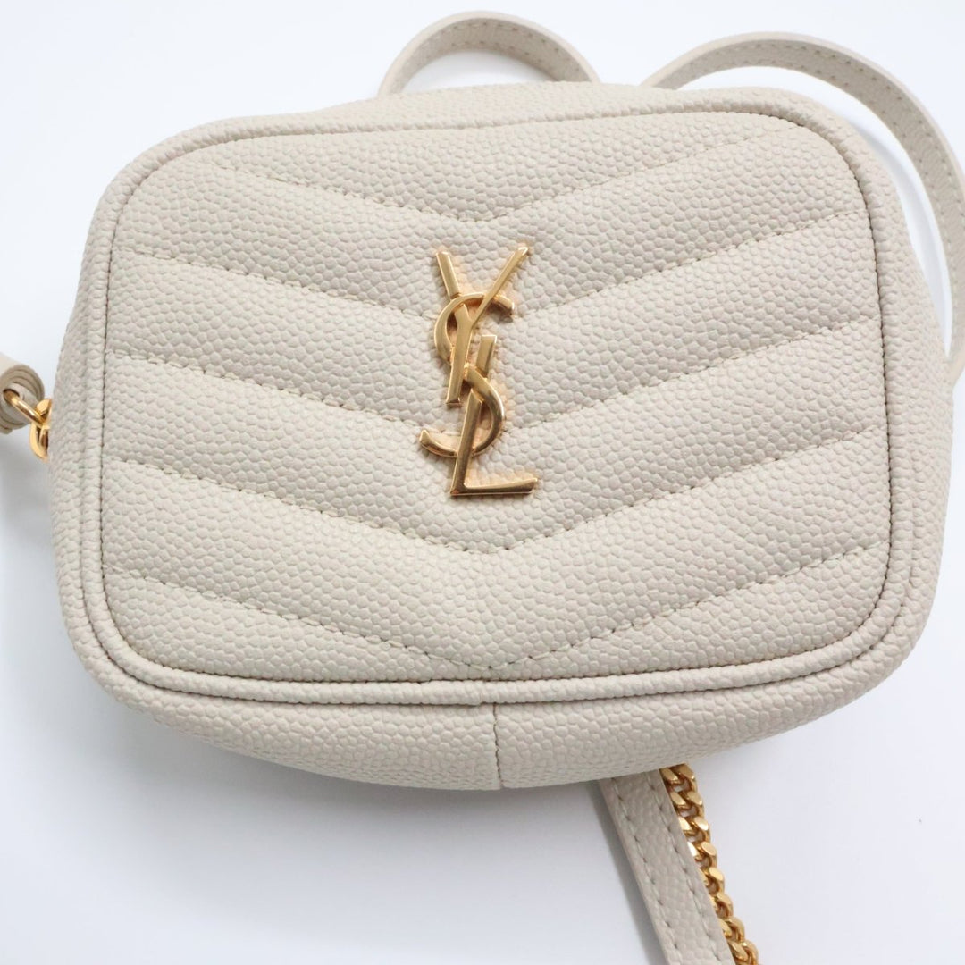 Saint Laurent YSL Lou Micro Camera Cream Crossbody Handbag - Lux Central