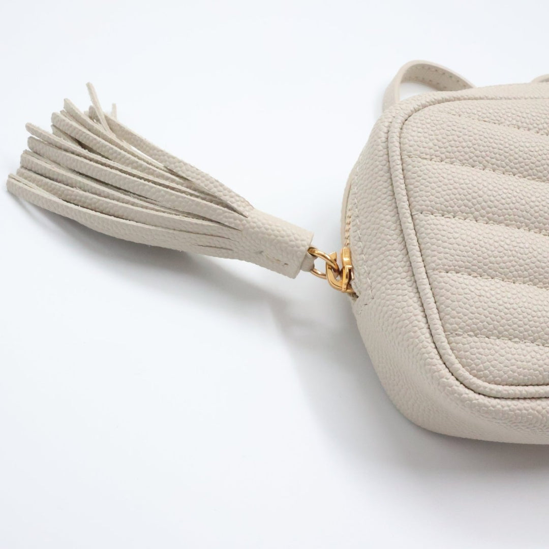 Saint Laurent YSL Lou Micro Camera Cream Crossbody Handbag - Lux Central