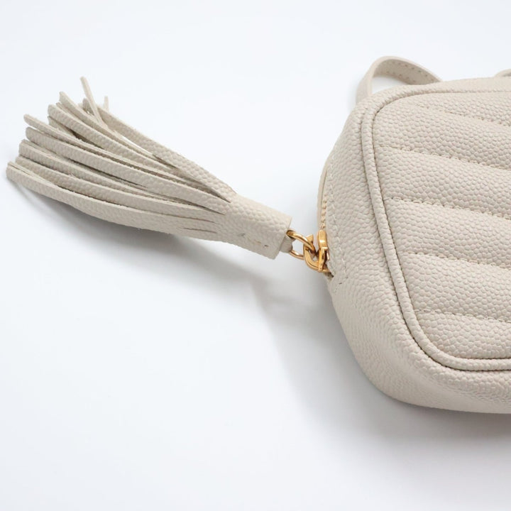 Saint Laurent YSL Lou Micro Camera Cream Crossbody Handbag - Lux Central