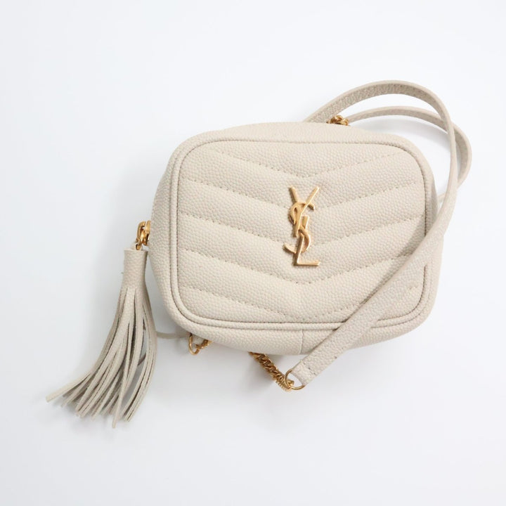 Saint Laurent YSL Lou Micro Camera Cream Crossbody Handbag - Lux Central
