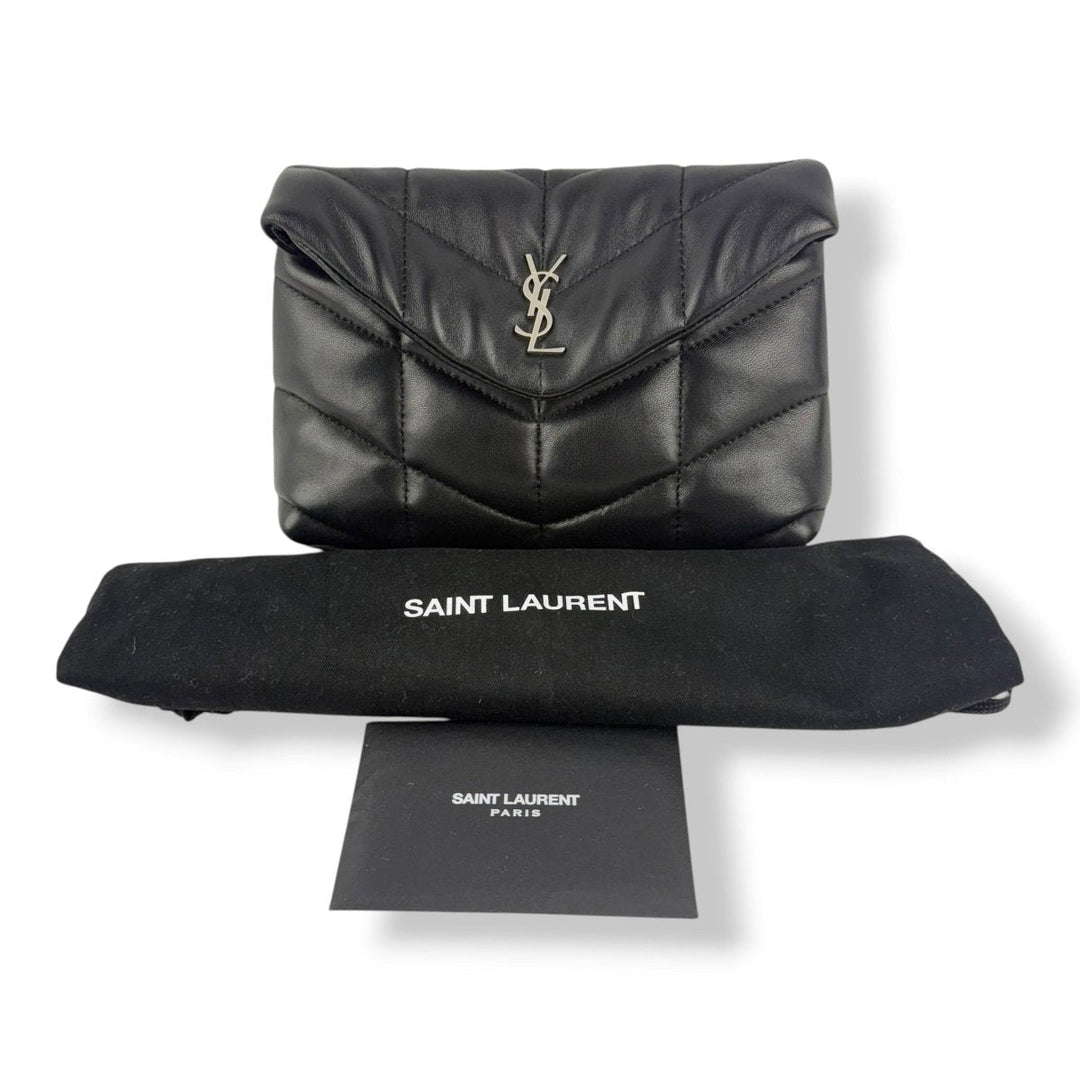 Saint Laurent YSL LouLou Black Quilted Leather Puffer Pouch - Lux Central