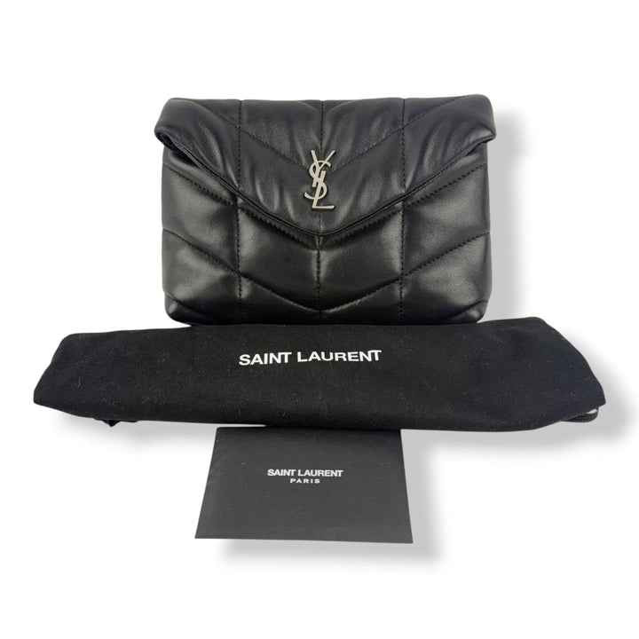 Saint Laurent YSL LouLou Black Quilted Leather Puffer Pouch - Lux Central