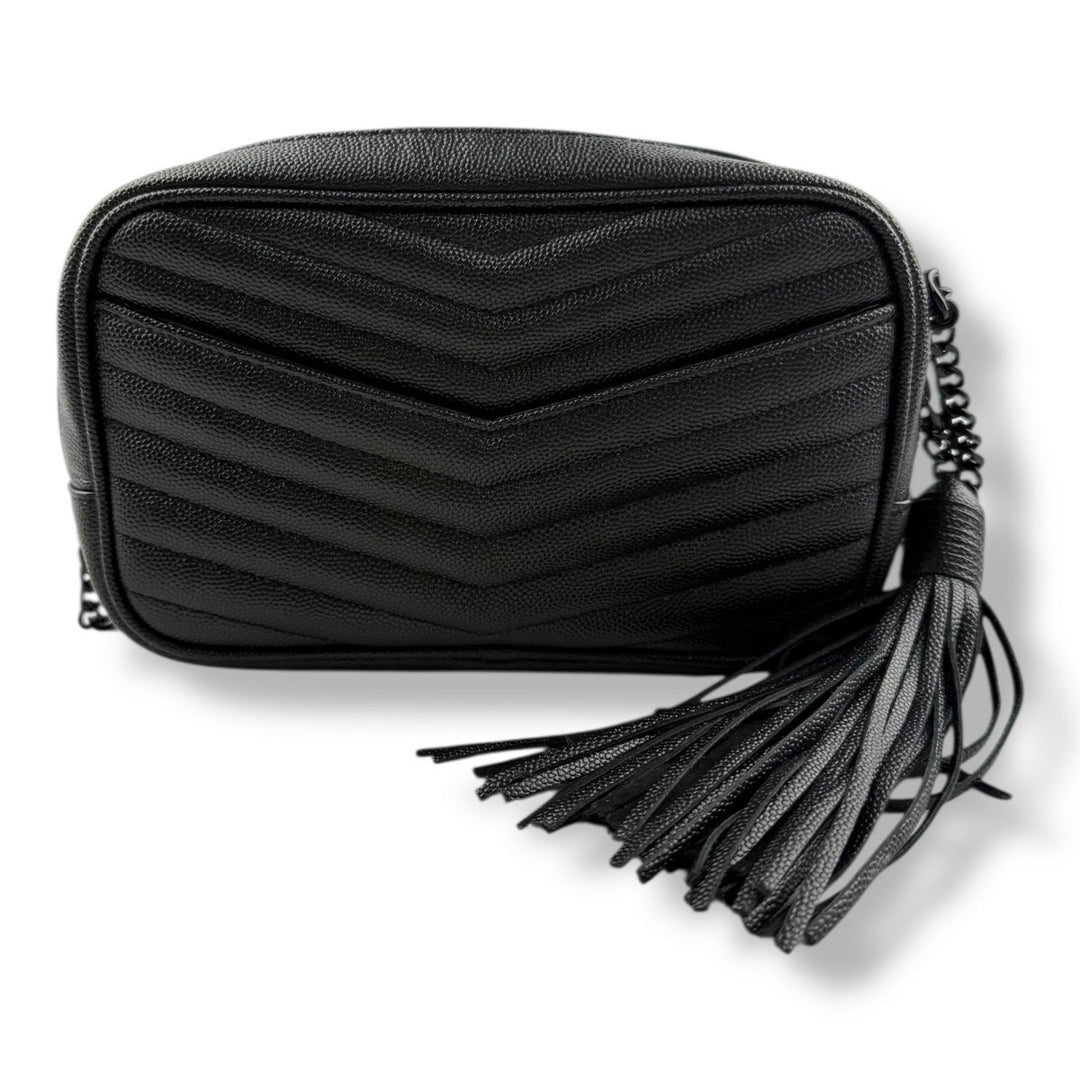 Saint Laurent YSL Mini Black Lou Grain De Poudre Camera Leather Crossbody Handbag - Lux Central