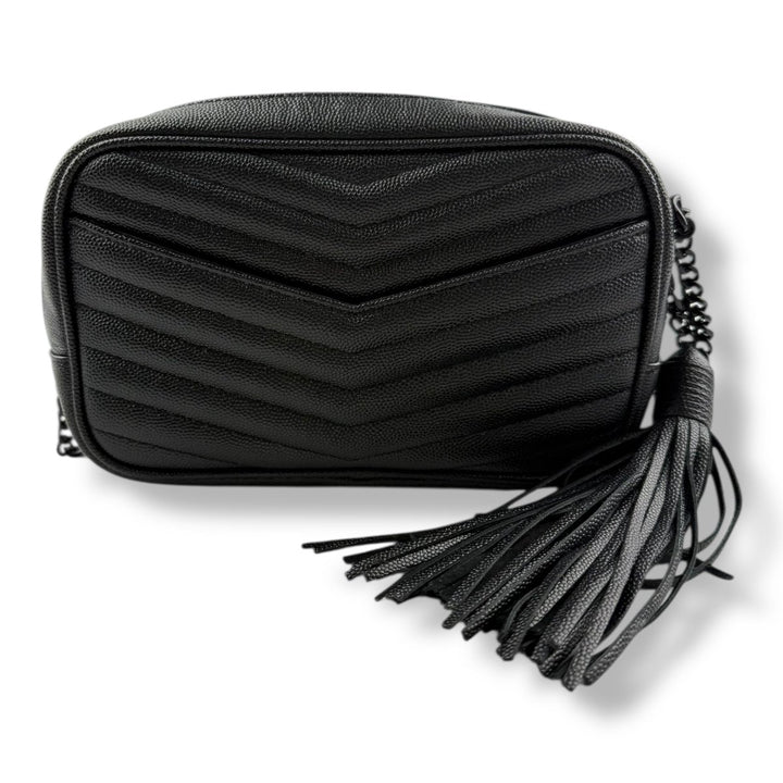 Saint Laurent YSL Mini Black Lou Grain De Poudre Camera Leather Crossbody Handbag - Lux Central