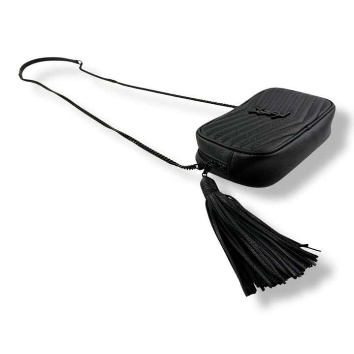 Saint Laurent YSL Mini Black Lou Grain De Poudre Camera Leather Crossbody Handbag - Lux Central