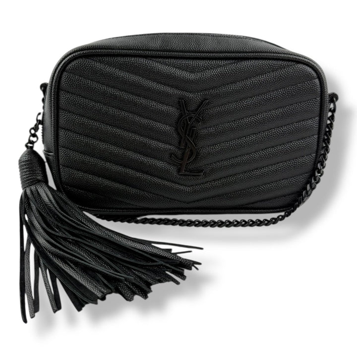 Saint Laurent YSL Mini Black Lou Grain De Poudre Camera Leather Crossbody Handbag - Lux Central