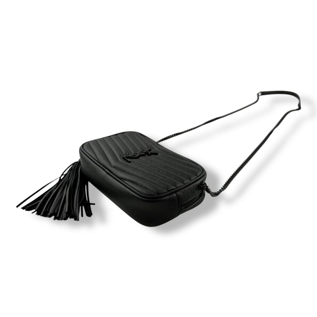 Saint Laurent YSL Mini Black Lou Grain De Poudre Camera Leather Crossbody Handbag - Lux Central