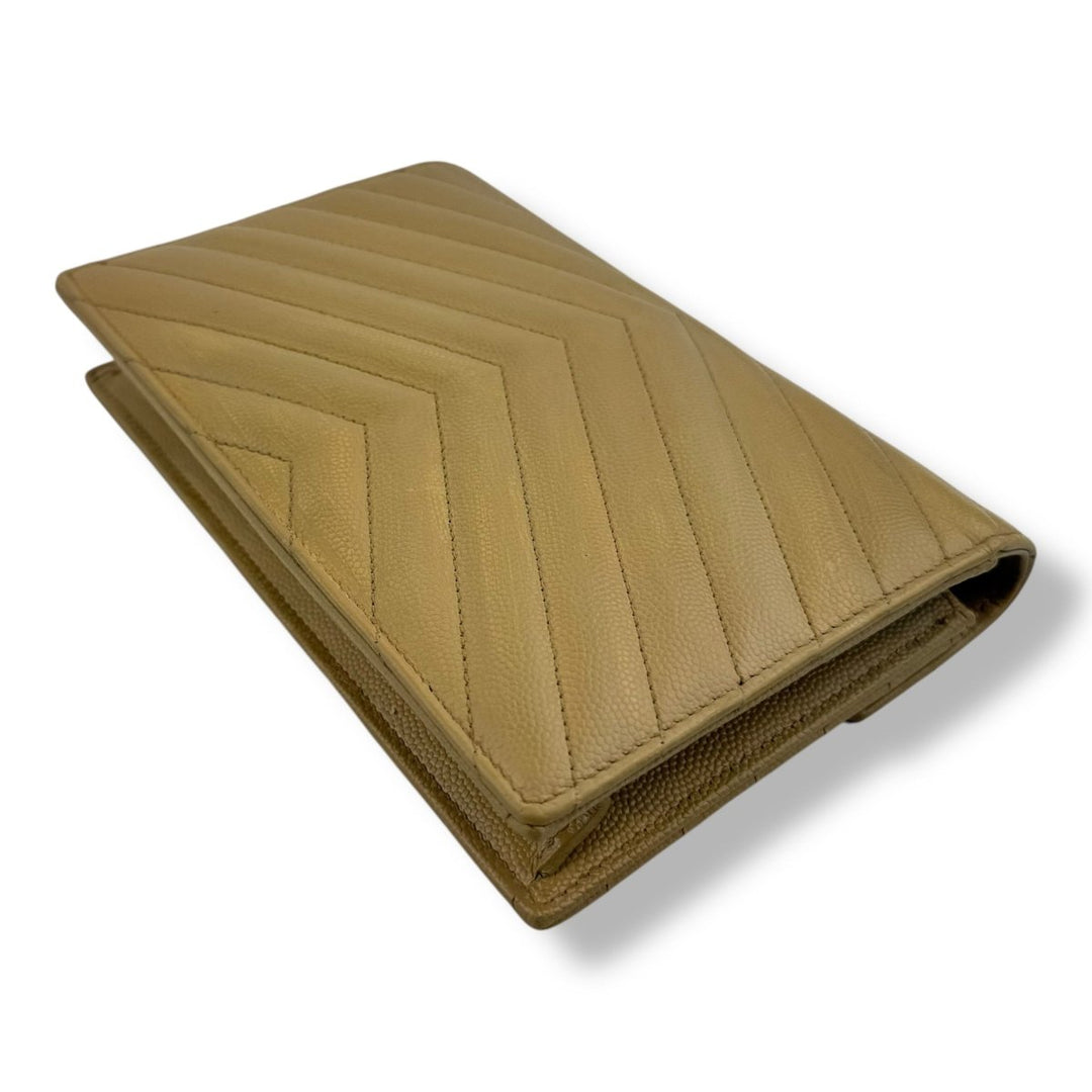 Saint Laurent YSL Mustard Grained Envelope Leather Wallet On Chain Handbag - Lux Central