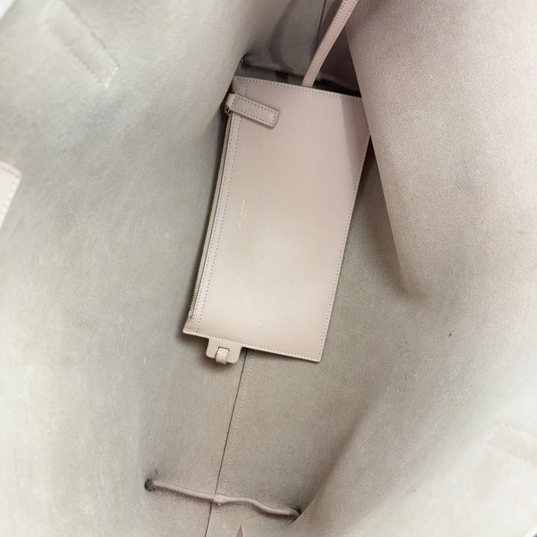 Saint Laurent YSL Pale Pink Shopping Tote Leather Handbag - Lux Central