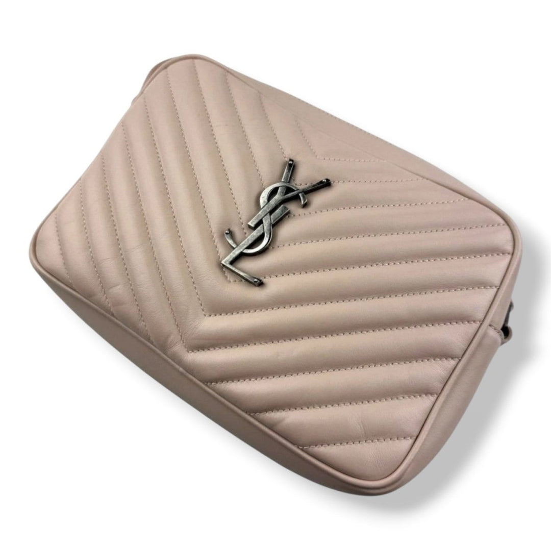 Saint Laurent YSL Pink Lou Quilted Leather Crossbody Handbag - Lux Central