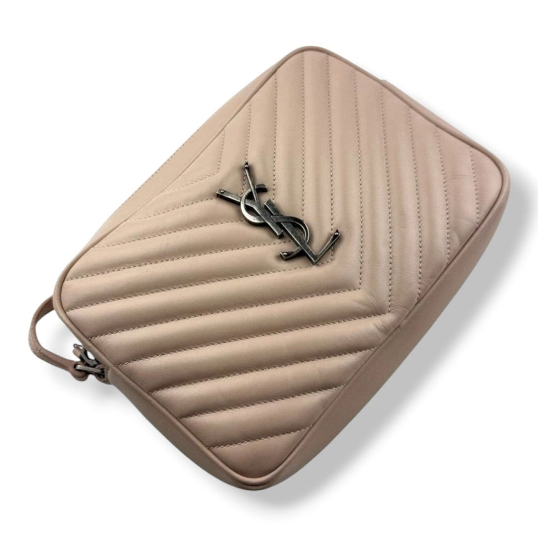 Saint Laurent YSL Pink Lou Quilted Leather Crossbody Handbag - Lux Central