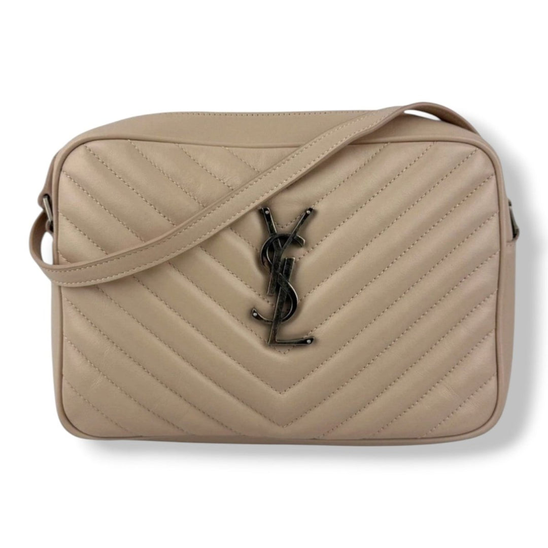 Saint Laurent YSL Pink Lou Quilted Leather Crossbody Handbag - Lux Central