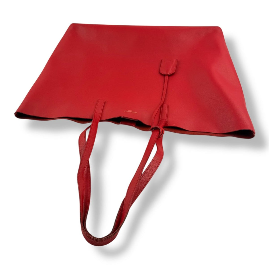 Saint Laurent YSL Red Shopping Tote Leather Handbag - Lux Central