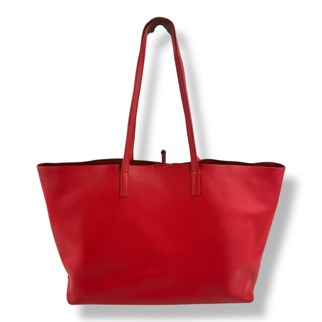 Saint Laurent YSL Red Shopping Tote Leather Handbag - Lux Central