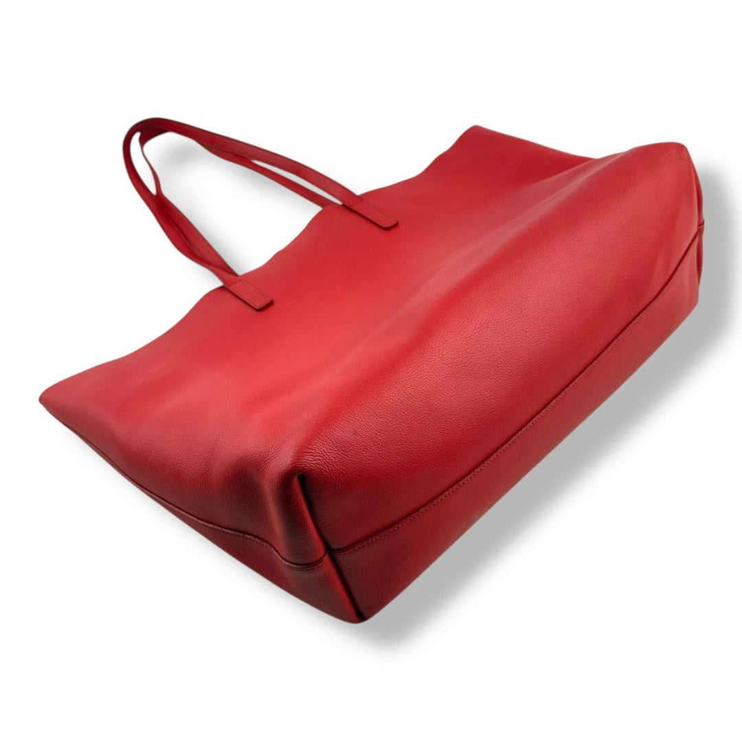 Saint Laurent YSL Red Shopping Tote Leather Handbag - Lux Central