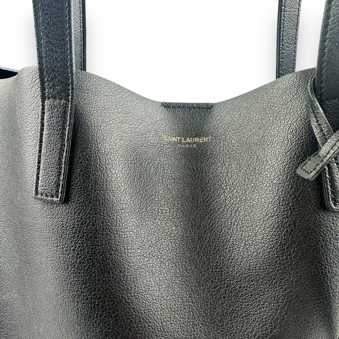 Saint Laurent YSL Shopper Black Leather Tote Handbag - Lux Central