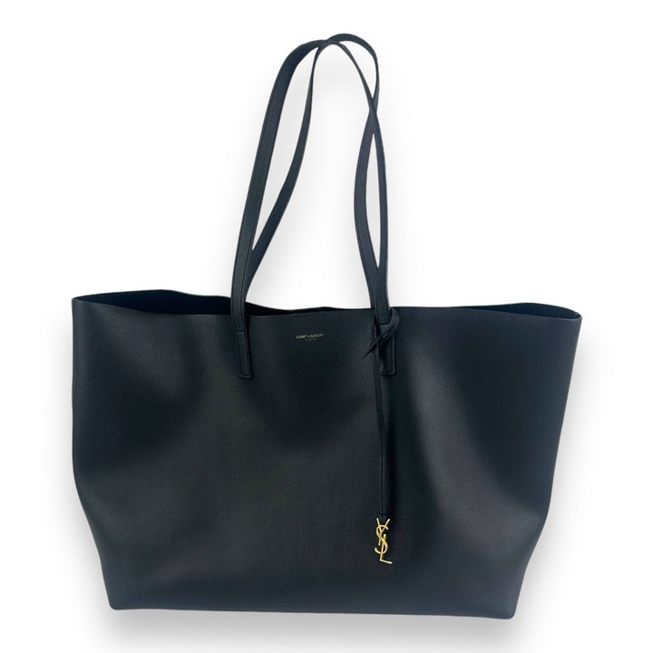 Saint Laurent YSL Shopper Black Leather Tote Handbag - Lux Central