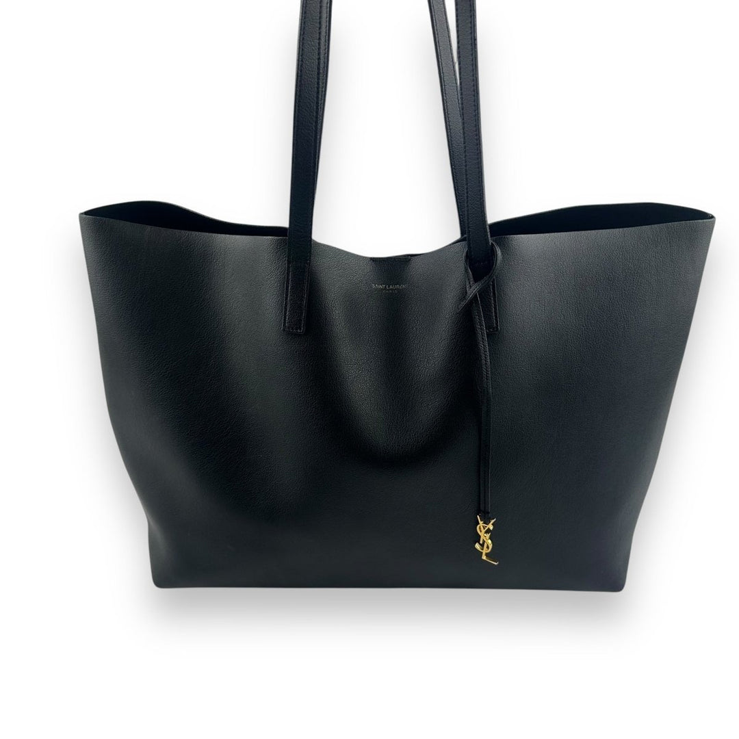 Saint Laurent YSL Shopper Black Leather Tote Handbag - Lux Central