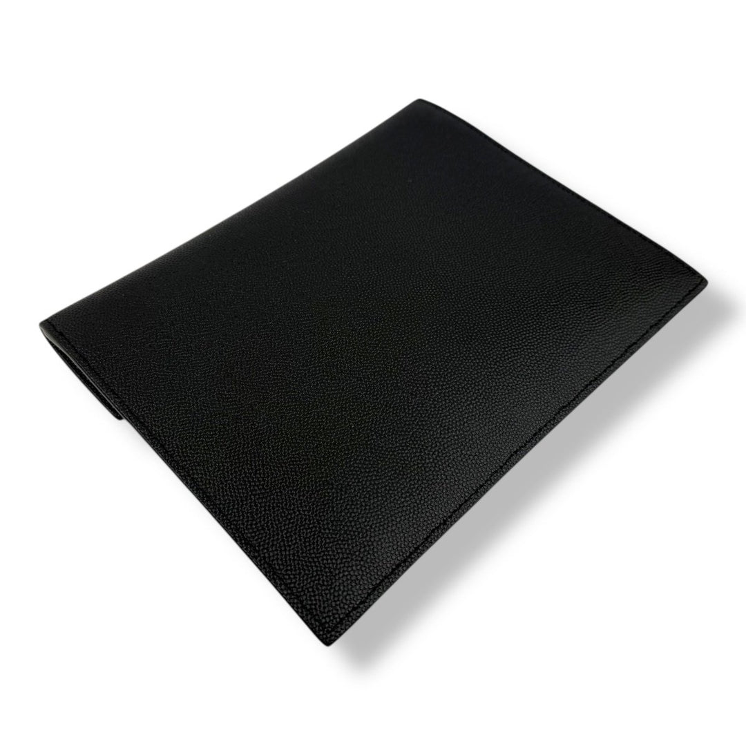 Saint Laurent YSL Small Uptown Black Grained Leather Clutch Bag - Lux Central