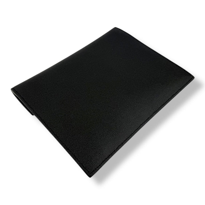 Saint Laurent YSL Small Uptown Black Grained Leather Clutch Bag - Lux Central