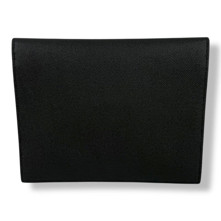 Saint Laurent YSL Small Uptown Black Grained Leather Clutch Bag - Lux Central