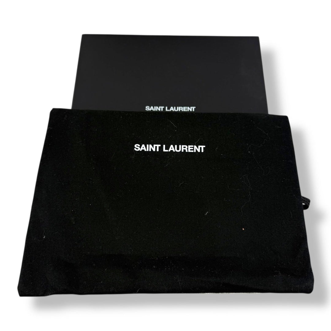 Saint Laurent YSL Small Uptown Black Grained Leather Clutch Bag - Lux Central