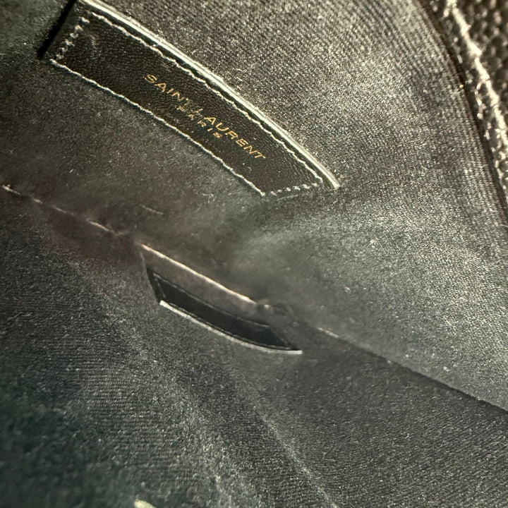 Saint Laurent YSL Small Uptown Black Grained Leather Clutch Bag - Lux Central