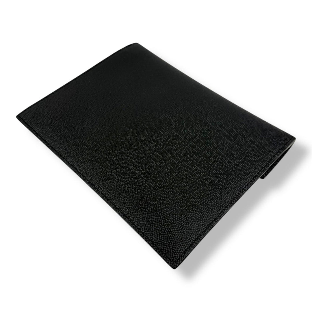 Saint Laurent YSL Small Uptown Black Grained Leather Clutch Bag - Lux Central