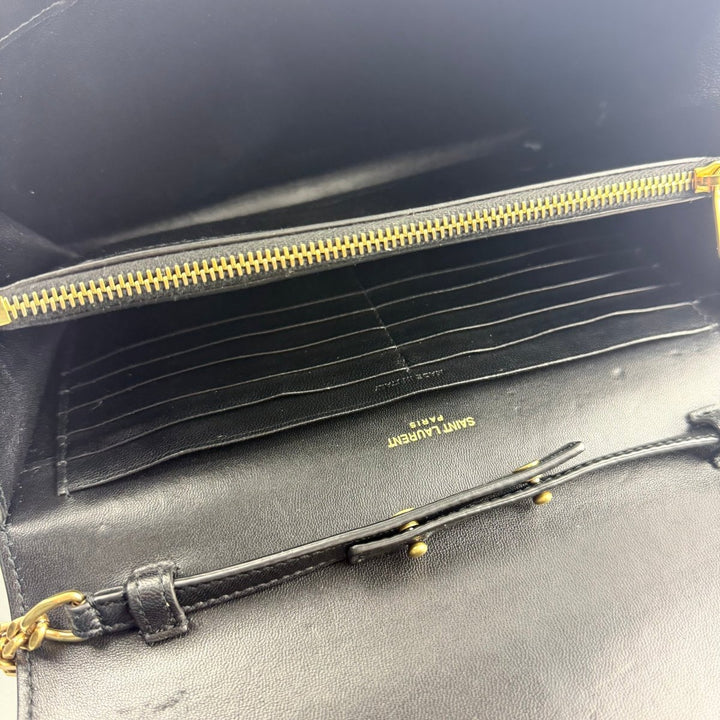 Saint Laurent YSL Tri - Metal Leather Cassandre Wallet On Chain WOC - Lux Central