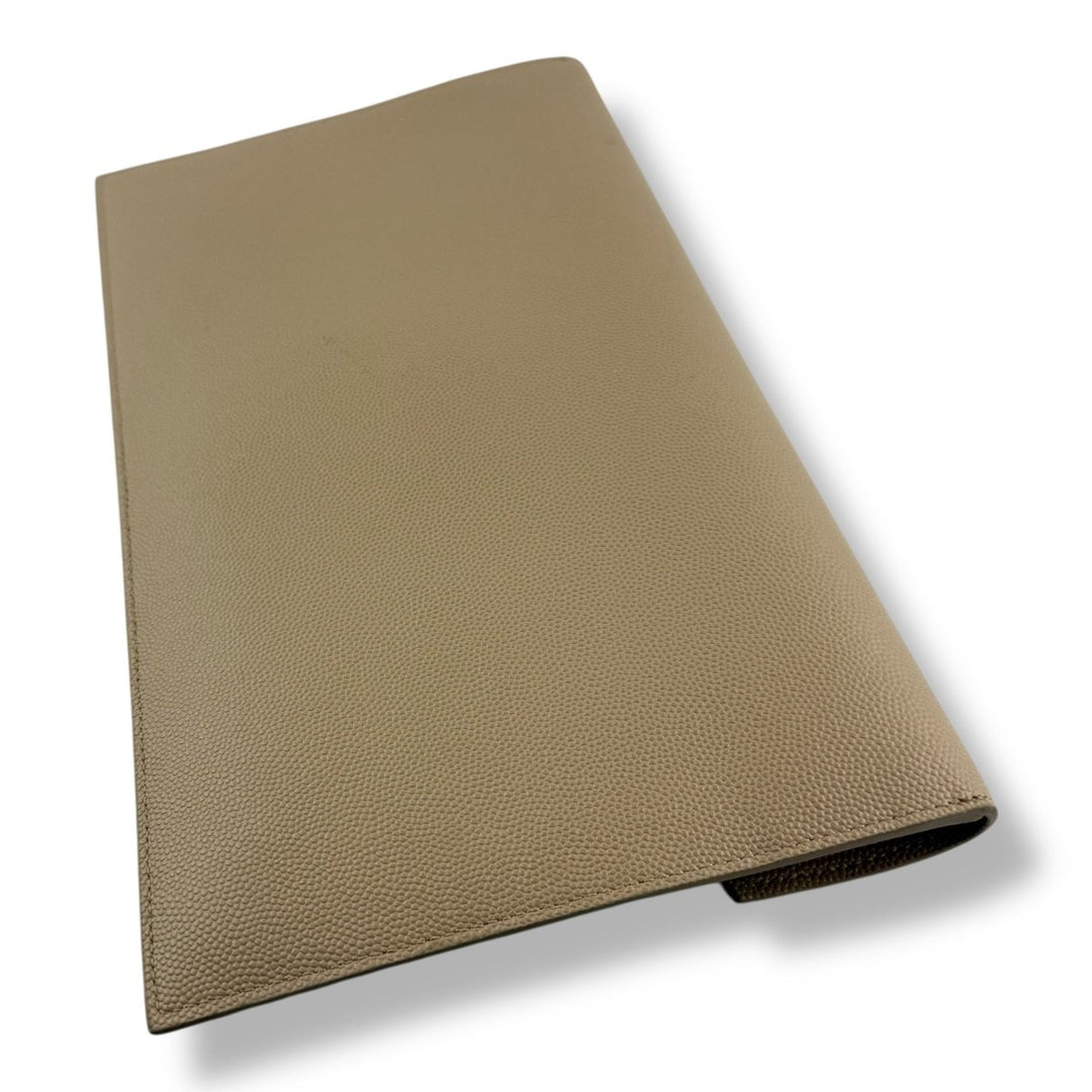 Saint Laurent YSL Uptown Beige Grained Leather Clutch Bag - Lux Central