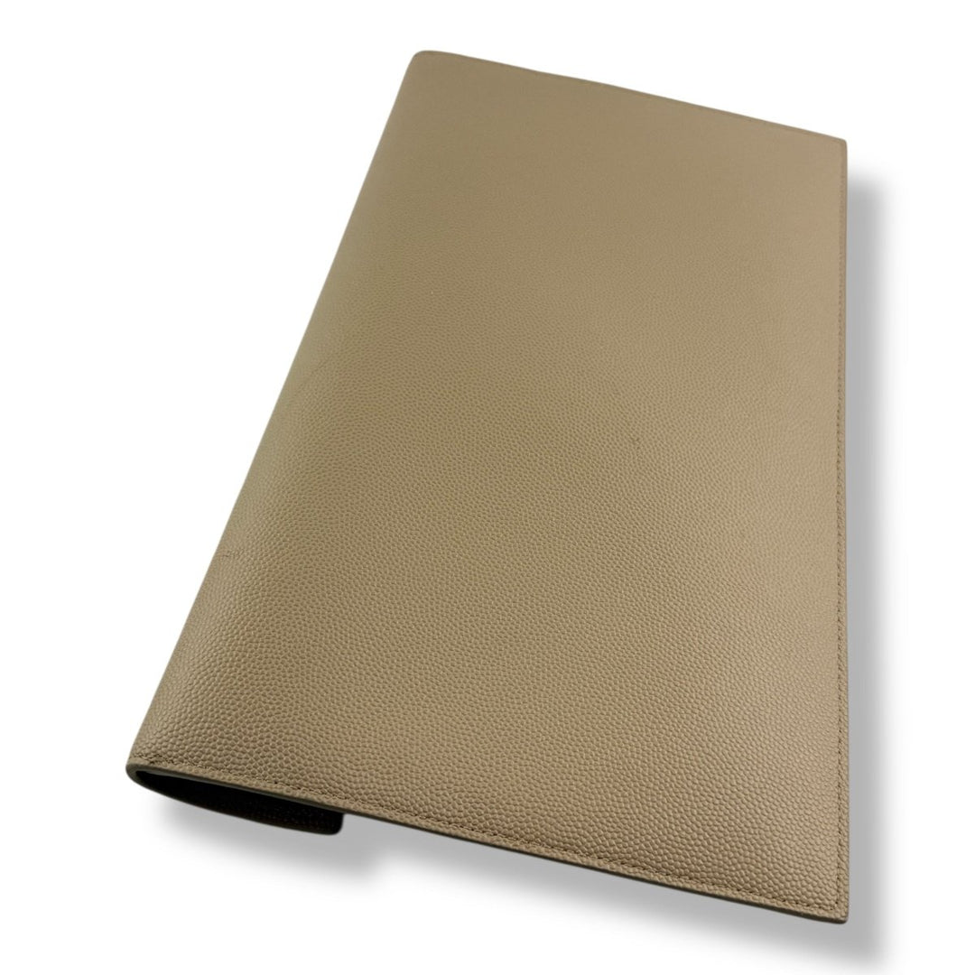 Saint Laurent YSL Uptown Beige Grained Leather Clutch Bag - Lux Central