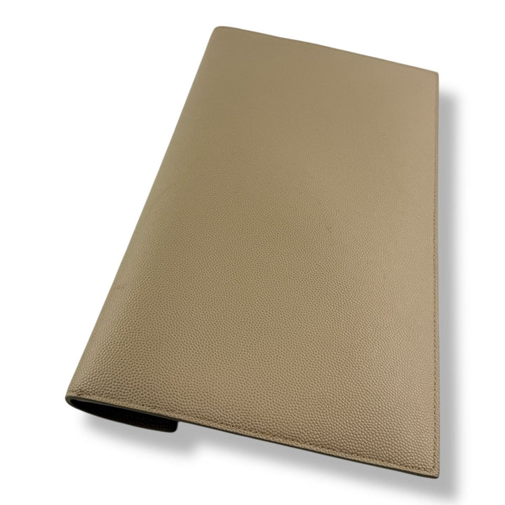 Saint Laurent YSL Uptown Beige Grained Leather Clutch Bag - Lux Central