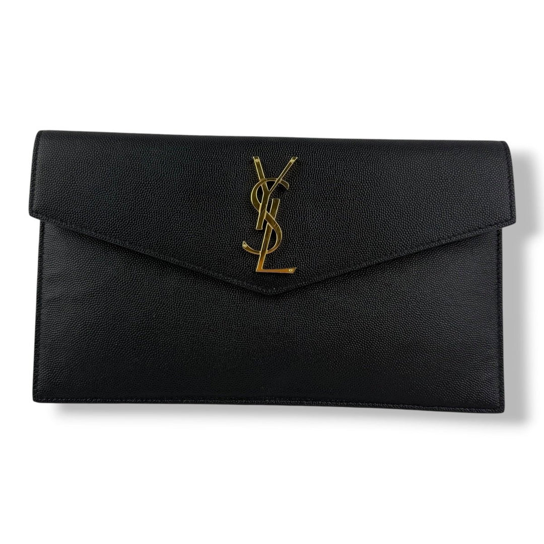 Saint Laurent YSL Uptown Black Leather Clutch Bag - Lux Central