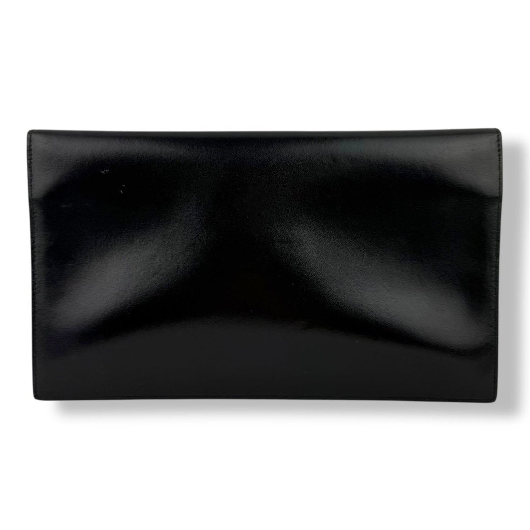 Saint Laurent YSL Uptown Black Leather Clutch Bag - Lux Central