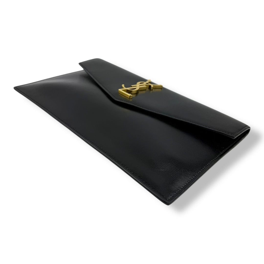 Saint Laurent YSL Uptown Black Leather Clutch Bag - Lux Central