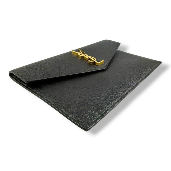 Saint Laurent YSL Uptown Black Leather Clutch Bag - Lux Central
