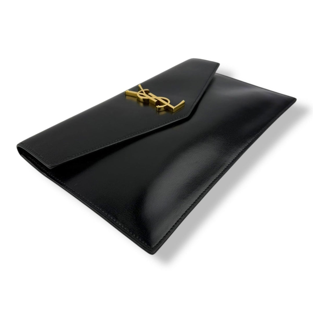Saint Laurent YSL Uptown Black Leather Clutch Bag - Lux Central