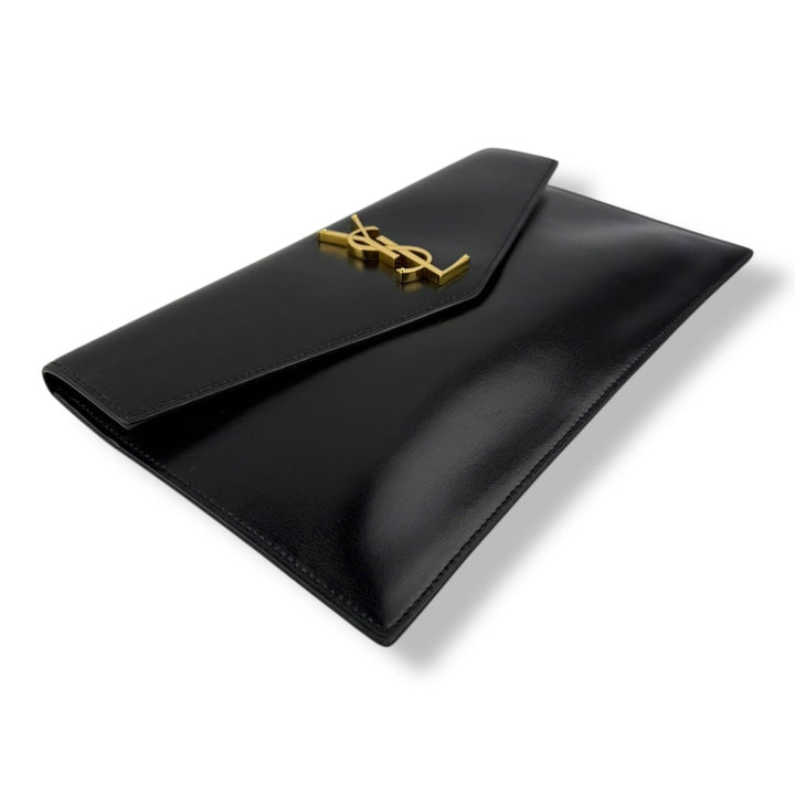 Saint Laurent YSL Uptown Black Leather Clutch Bag - Lux Central