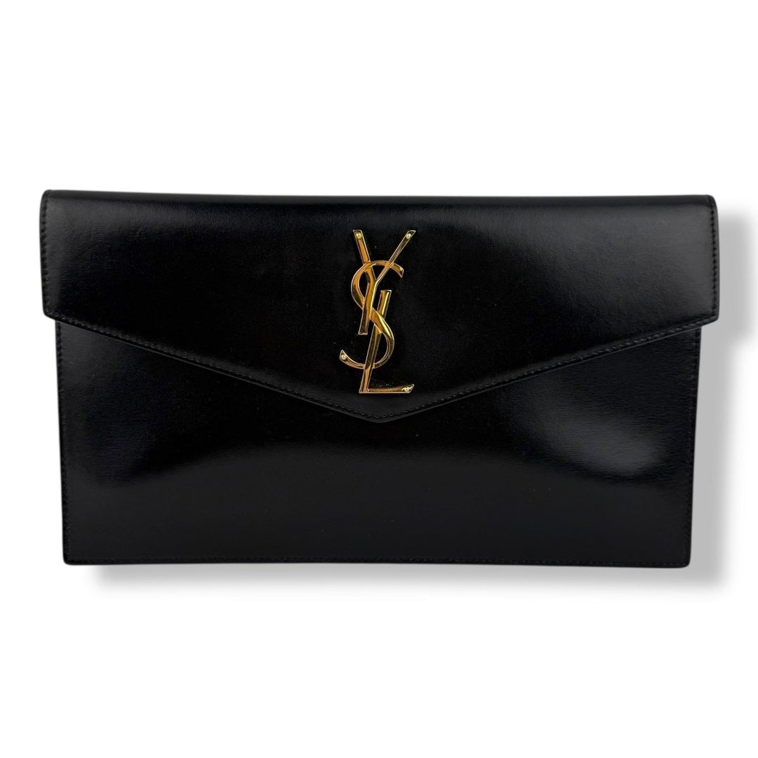 Saint Laurent YSL Uptown Black Leather Clutch Bag - Lux Central