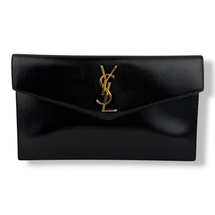Saint Laurent YSL Uptown Black Leather Clutch Bag - Lux Central