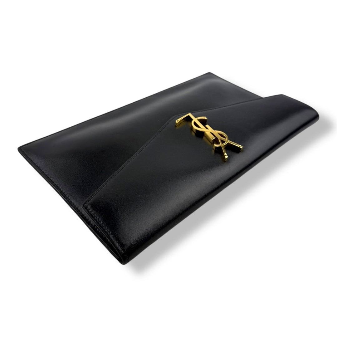 Saint Laurent YSL Uptown Black Leather Clutch Bag - Lux Central
