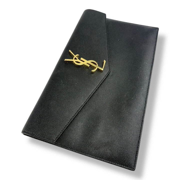 Saint Laurent YSL Uptown Black Leather Clutch Bag - Lux Central