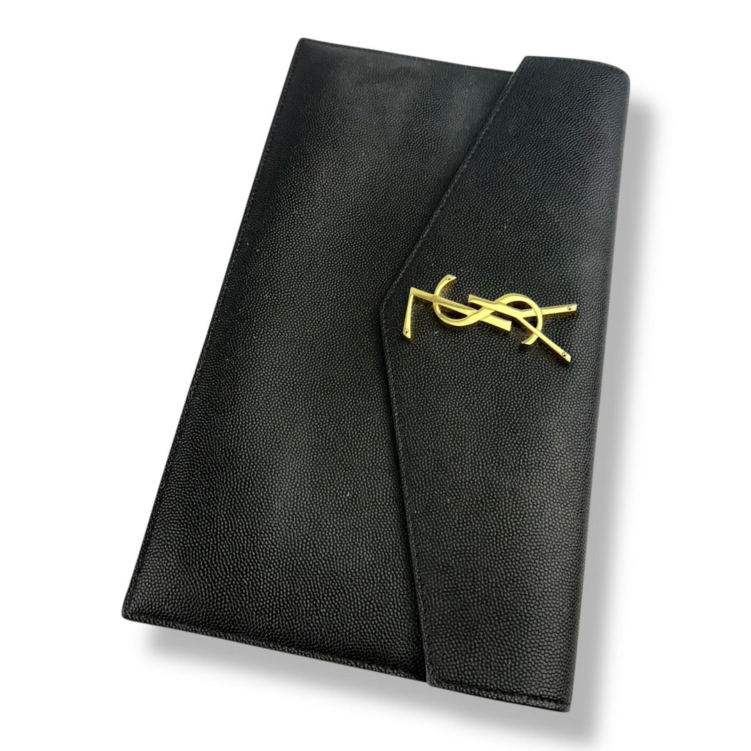 Saint Laurent YSL Uptown Black Leather Clutch Bag - Lux Central