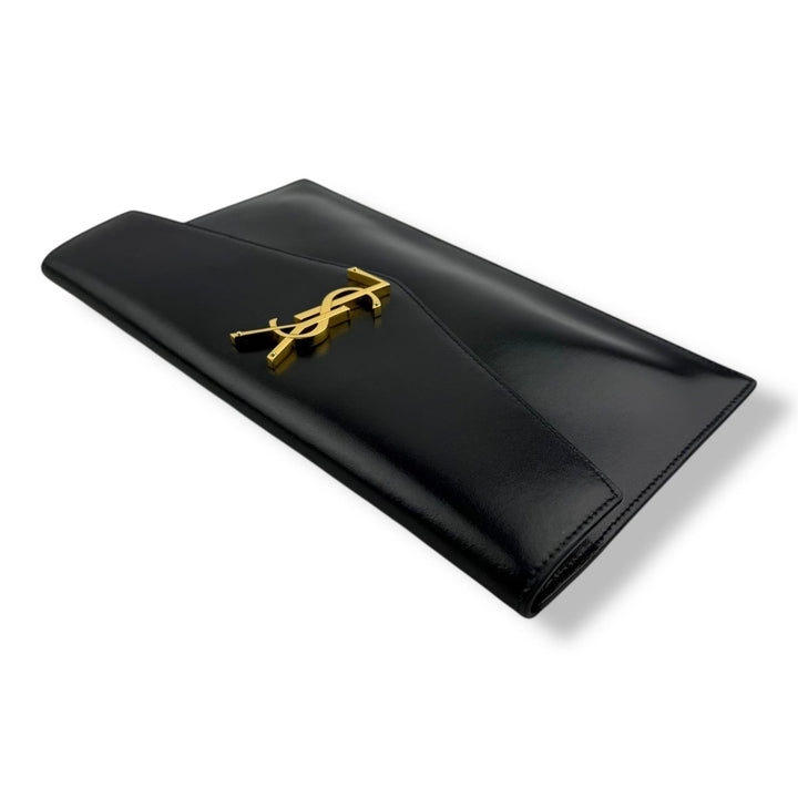Saint Laurent YSL Uptown Black Leather Clutch Bag - Lux Central