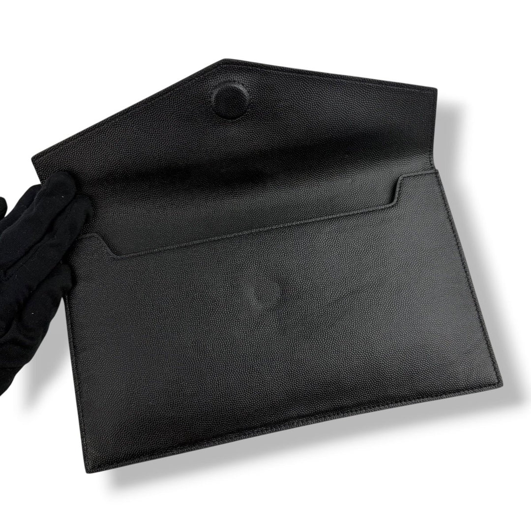 Saint Laurent YSL Uptown Black Leather Clutch Bag - Lux Central