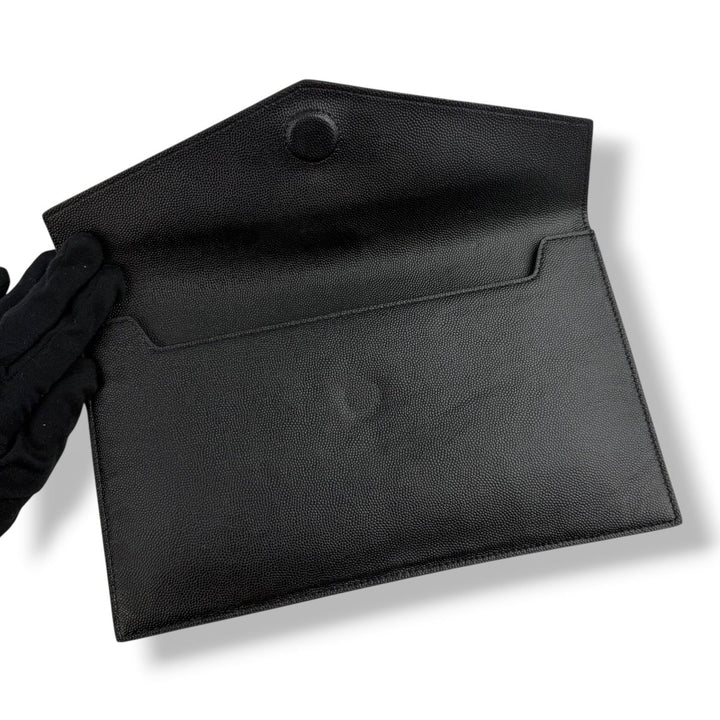 Saint Laurent YSL Uptown Black Leather Clutch Bag - Lux Central