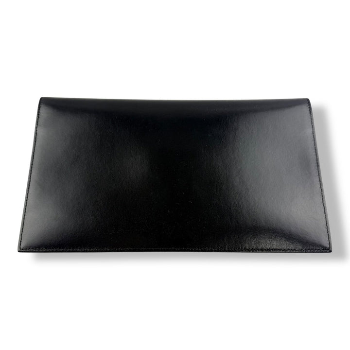 Saint Laurent YSL Uptown Black Leather Medium Clutch - Lux Central