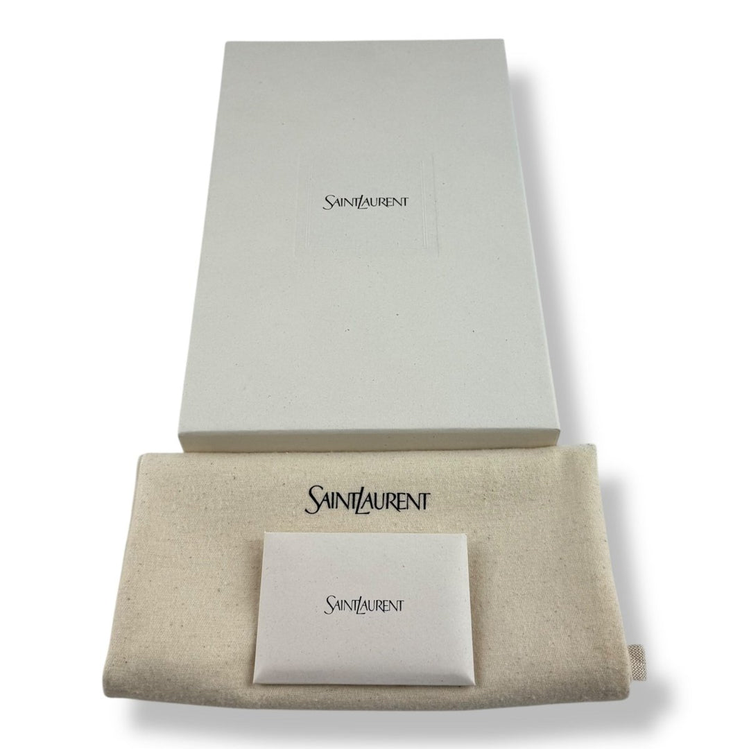Saint Laurent YSL Uptown Raffia Natural Beige/Brown Canvas Clutch Bag - Lux Central